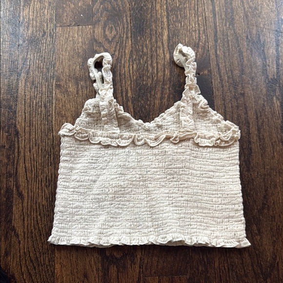 Katie J NYC Cream Ruffled Crop Top - Picture 3 of 7